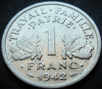 Moneda istorica 1 FRANC - FRANTA, anul 1942 * cod 90 foto