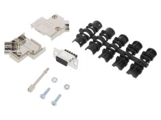 Conector D-Sub 9 Pin Mamă unghi 45&deg; cu terminal şurub pe cablu