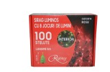 Instalatie de Craciun, sirag luminos cu 8 jocuri de lumini, 100 de beculete stelute rosii, 5 m, Regency
