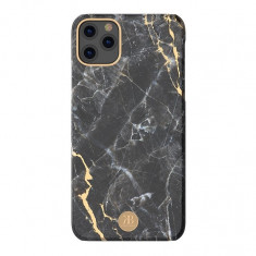 Husa iPhone 11 Pro, Kingxbar Marble Series, Design Marmura, Placa metalica, Negru foto