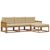 vidaXL Set de canapele de exterior cu pernă 4 pcs Natural și Bej 3382471