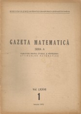 Romania, Gazeta Matematica, seria A, nr. 1/1972 foto