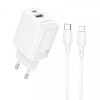 Incarcator Retea Cu Cablu Lightning Borofone BN29 Fuente, 30W, 3A, 1 x USB-A - 1 x USB-C, Alb, Apple