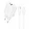 Incarcator Retea Cu Cablu Lightning Borofone BN29 Fuente, 30W, 3A, 1 x USB-A - 1 x USB-C, Alb