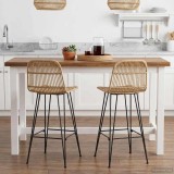 vidaXL Scaun de bar 2 pcs natural 44 x 55 x 109 cm Rattan și oțel 42033210