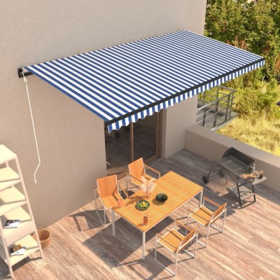 vidaXL Copertină retractabilă automată, albastru și alb, 600 x 300 cm foto