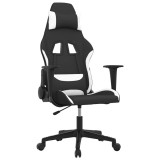 Cumpara ieftin Scaun de gaming cu masaj, negru si alb, material textil