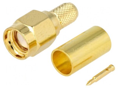 Conector SMA mufă tată drept RG58 aurit crimpat foto