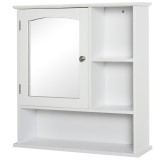 kleankin Dulap cu oglindă de perete pentru baie Dulap de depozitare pentru toaletă cu 1 ușă Niche + rafturi laterale din MDF Alb | Aosom Romania