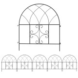 Outsunny Gard de grădină Gard Oțel 300 cm x 70 cm &icirc;nălțime Gard decorativ din grilaj Set elemente de gard Negru | Aosom Romania