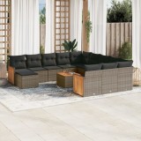 VidaXL Set mobilier de grădină cu perne, 13 piese, gri, poliratan 3228272