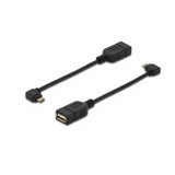 Cablu adaptor USB A mama-micro B 90&deg; OTG 0.2m, Digitus