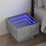 Cumpara ieftin Noptieră cu LED infinity, gri beton, 40x40x30 cm