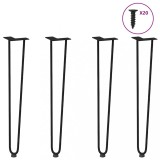 VidaXL picioare tip ac de păr pentru masă consolă, 4 buc., negru, 72 cm, oțel masiv