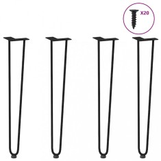 vidaXL picioare tip ac de păr pentru masă consolă, 4 buc., negru, 72 cm, oțel masiv 4012424