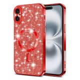 Husa premium iPhone 16 Techsuit Luxury Glitter MagSafe, rosu