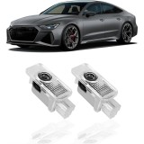 Cumpara ieftin Proiector logo portiera AutoQi, LED, pentru Audi A3 A4 A5 A6 A7 Q, set 2 bucati, model 4 inele cu inscriptionare