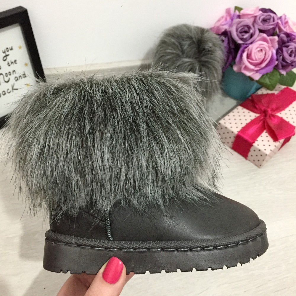 Cizme de iarna imblanite gri ugg cu blanita fete 27 cod 0559 | Okazii.ro