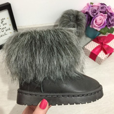 Cizme de iarna imblanite gri ugg cu blanita fete 27 cod 0559