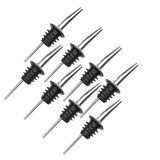 Cumpara ieftin Set 8 picuratoare profesionale negre 11 cm, diametru 2.5 cm, dopuri dozatoare din inox cu etansare din silicon pentru sticle