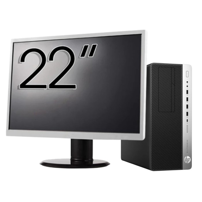 Pachet Calculator Second Hand HP EliteDesk 800 G3 Tower, Intel Core i3-6100 3.70GHz, 8GB DDR4, 256GB SSD, DVD-ROM + Monitor 22&amp;quot; NewTechnology Med