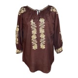 Bluza dama casual R262, marime L maro/bej