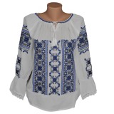 Cumpara ieftin Bluza Tip Ie Alba cu Motiv Floral Albastru - BMG83