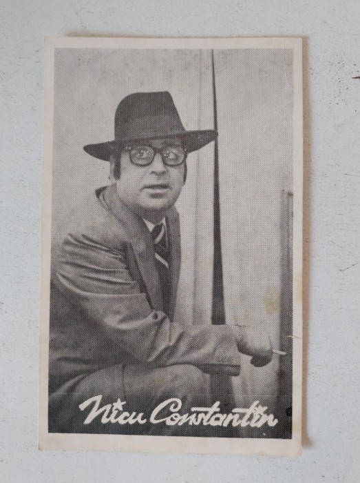 Nicu Constantin actor roman poza print semnata pe spate + dedicatie 1981 autogaf