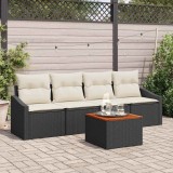 VidaXL Set de Sofa de Grădină 5 pcs Negru, alb 55 x 55 x 37 cm