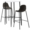 Set mobilier de bar, 3 piese, gri &icirc;nchis, material textil