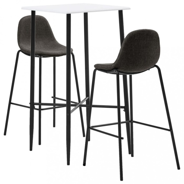 Set mobilier de bar, 3 piese, gri &icirc;nchis, material textil