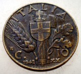 1.627 ITALIA WWII VITTORIO EMANUELE III 10 CENTESIMI 1942 R, Europa, Bronz-Aluminiu