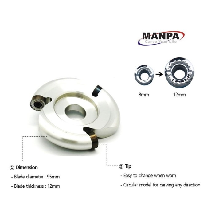 Disc sculptura polizor unghiular freza 98 mm trei dinti 12mm forma rotunda