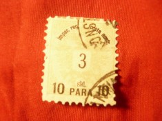 Timbru Austria Levant - 1888 supratipar 10 para / 3 sld stampilat