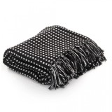 Pătură decorativă cu pătrățele, bumbac, 220 x 250 cm, negru, vidaXL