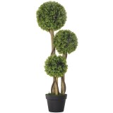 HOMCOM Plante Artificiale Decorative Buxus, Planță Sferică &icirc;n Ghiveci, Plante Artificiale pentru Decor de Interior și Exterior, 90cm | Aosom Romania