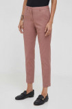 Cumpara ieftin Sisley pantaloni femei, culoarea roz, mulata, high waist