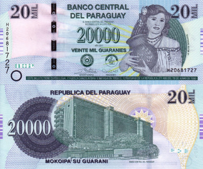 PARAGUAY 20.000 guaranies 2017 UNC!!! foto