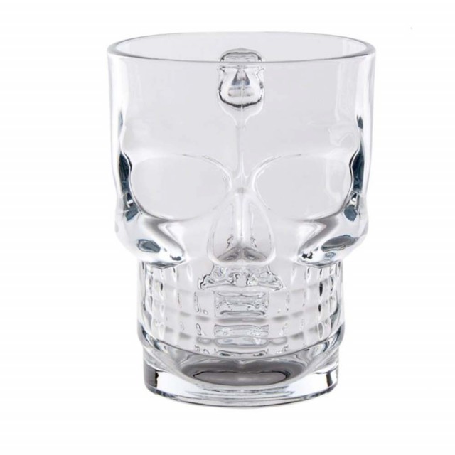 Halba din sticla pentru bere, forma de craniu, 500 ml, Pufo