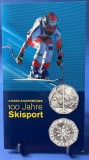 AUSTRIA 2005 - 5 Euro - 100 de ani Skisport - Argint 800 / 8,00 gr / Blister, Europa