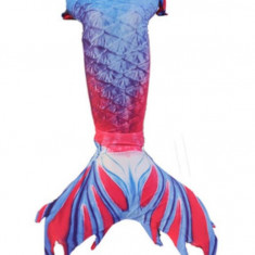 Costum de baie Model Sirena, Albastru/Rosu/Alb, 110 cm
