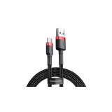 Baseus Type-C USB C Cafule Cablu de date și &icirc;ncărcare 3A 1m roșu negru (CATKLF-B91)
