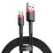 Baseus Type-C USB C Cafule Cablu de date și &icirc;ncărcare 2A 2m roșu negru (CATKLF-C91)