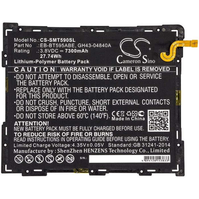 3,8V-7300MAH ACUMULATOR LI-POLIMER =&gt; GALAXY TAB A 10.5&quot; (SM-T590 / SM-T595) COM