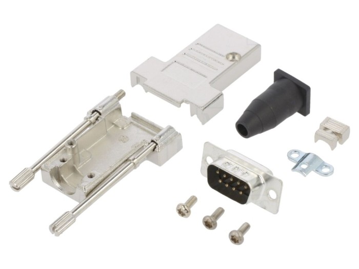 Conector D-Sub 9P tată, lipire pe cablu