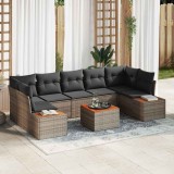 Set de canapele pentru grădină cu pernă 8 pcs Gri Rattan poli