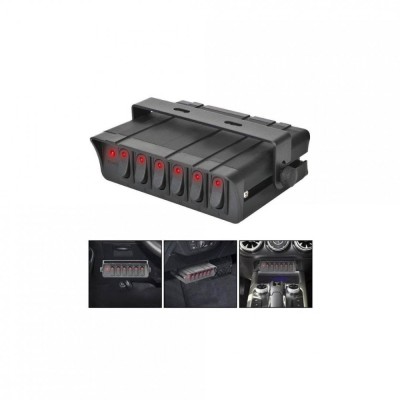 Carcasa cu 6 butoane iluminate 12v si suport de prindere auto ,atv ,barca ,rulota etc foto