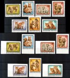 Ungaria 1976, Mi #3098-3104 A+B**, dant + ned, fauna, pui de animale salbatice, MNH. Cota 104,- &euro;!, Natura, Nestampilat