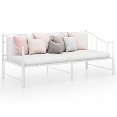 vidaXL Cadru pat canapea extensibilă, alb, 90x200 cm, metal foto