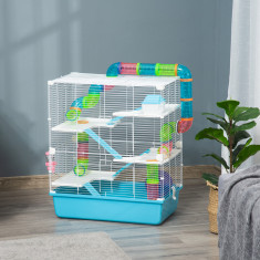 PawHut Cusca mare pentru hamsteri , refugiu pentru gerbili pe 5 niveluri, 59 cm x 36 cm x 69 cm, albastru deschis